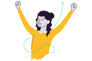 illustration of female teacher with arms in the air