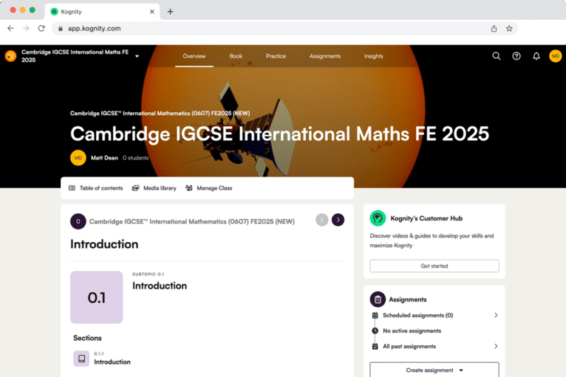 Kognity for Cambridge IGCSE International Mathematics book cover