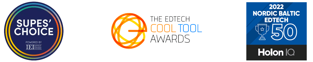 Supes' Choice, Edtech Cool Tool and Nordic Baltic Edtech 50 logos