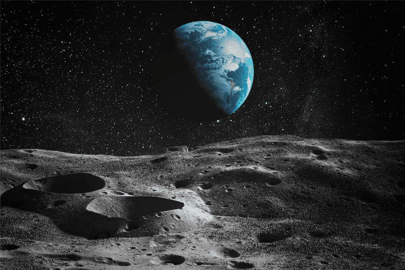 View of the earth from the moon